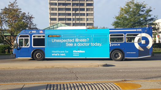 Image displaying a Pace bus wrap