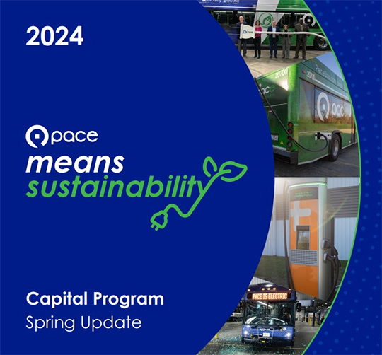 Cover image of Pace's capital program booklet showing images stressing sustainability