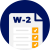 Displayed is a circular image with a W-2 tax form
