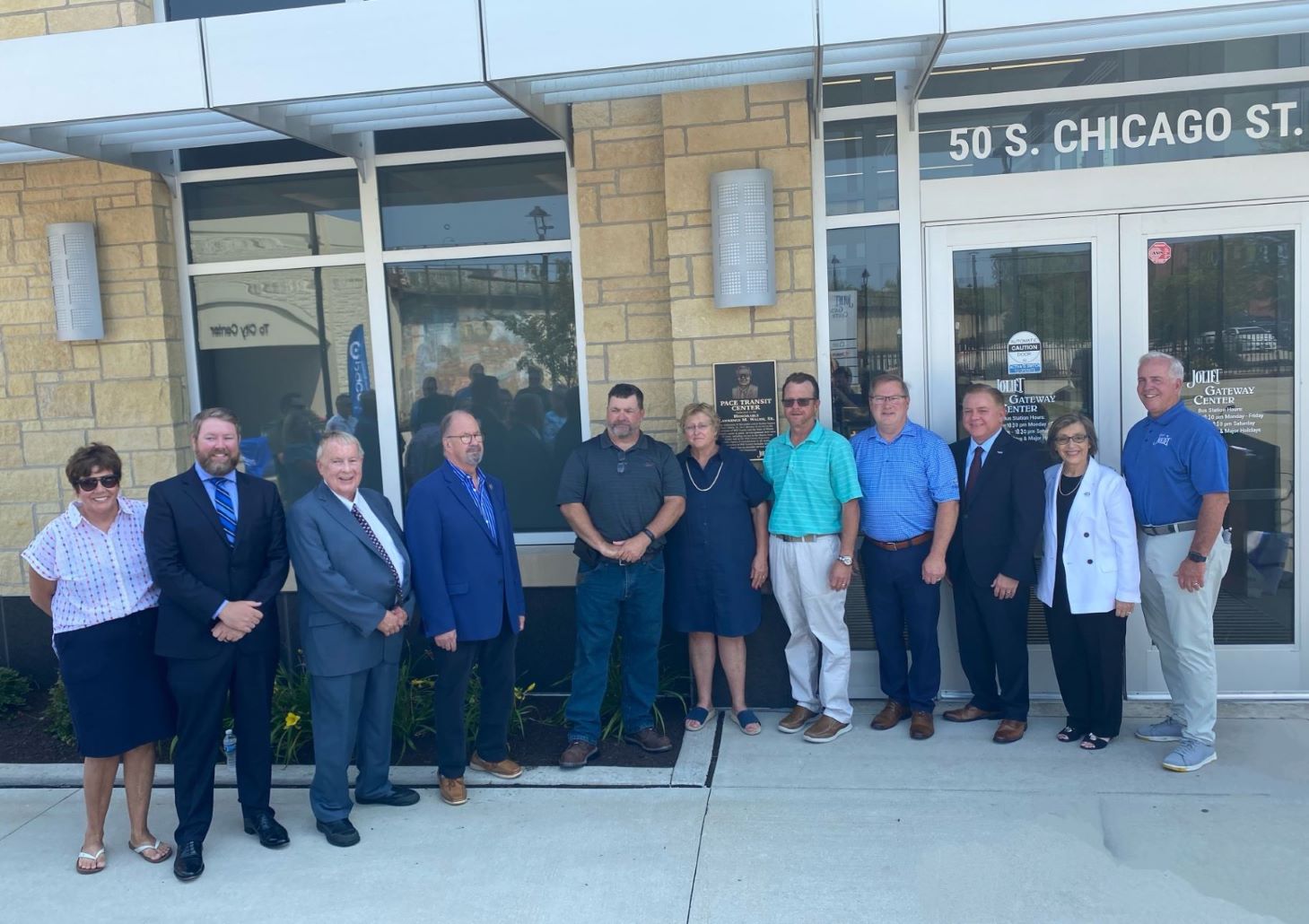 Group photo of Joliet Transit Center dedication