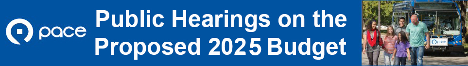 Image of a banner promoting Pace's 2025 proposed budget hearings