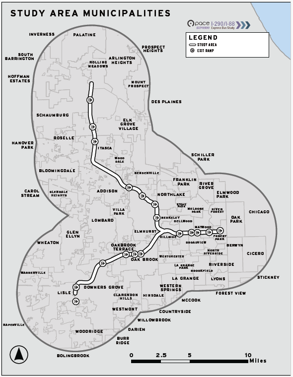 Image of I-290 Study Area Map