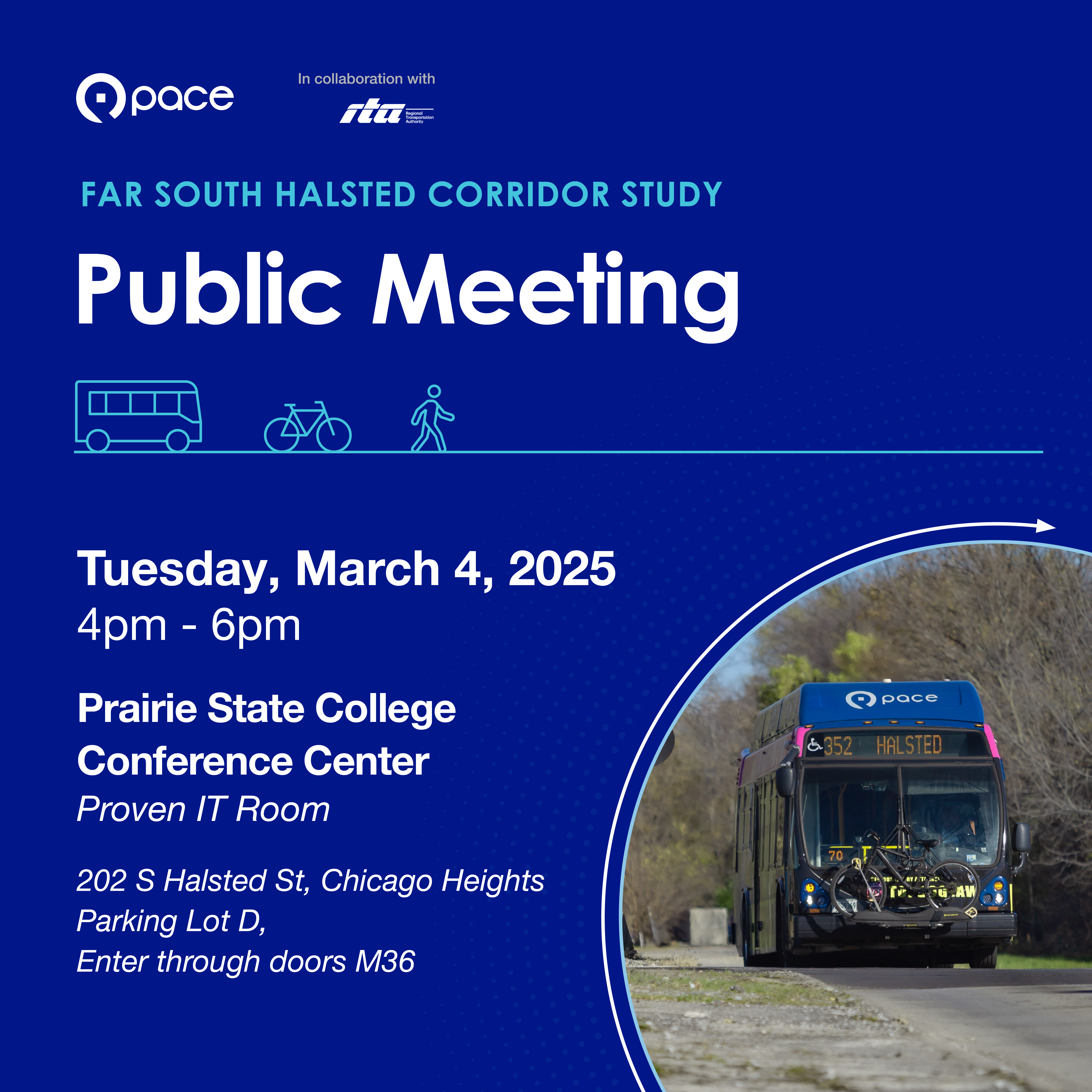 Image of flyer promoting Far South Halsted Corridor Study public meeting March 4, 2025