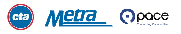 CTA, Metra, and Pace logos