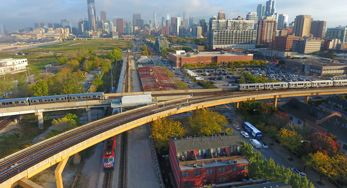 Image of Pace-CTA-Metra trains and buses