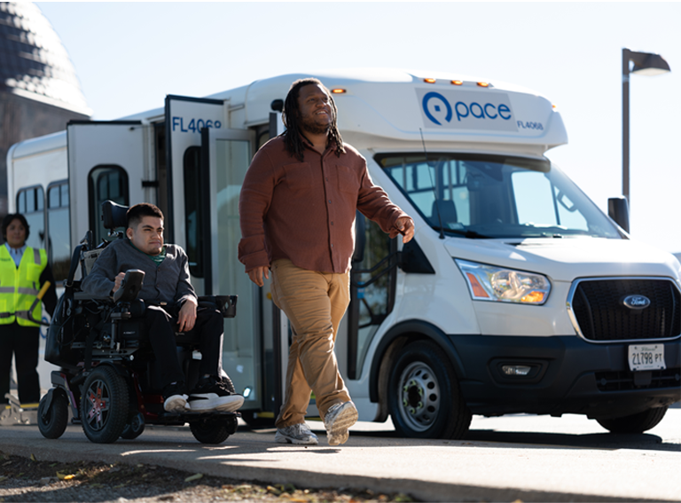 Photo of an ADA Paratransit customer on wheelchair