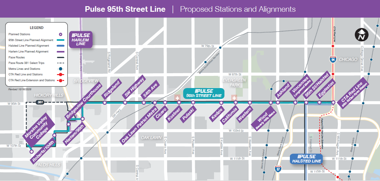 Image of the Pulse 95th Street Line Map