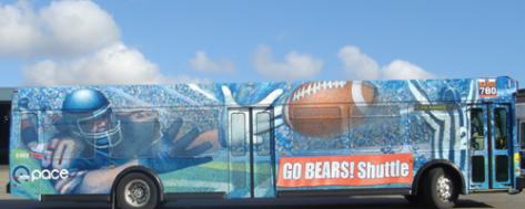 Image of Express Bus with Soldier Field bus wrap