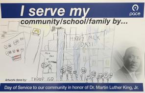 Image showing a Car card made by a kid named Troop in honor of Dr Martin Luther King Jr.