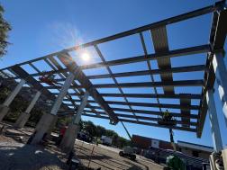 a steel frame for a bus charging canopy